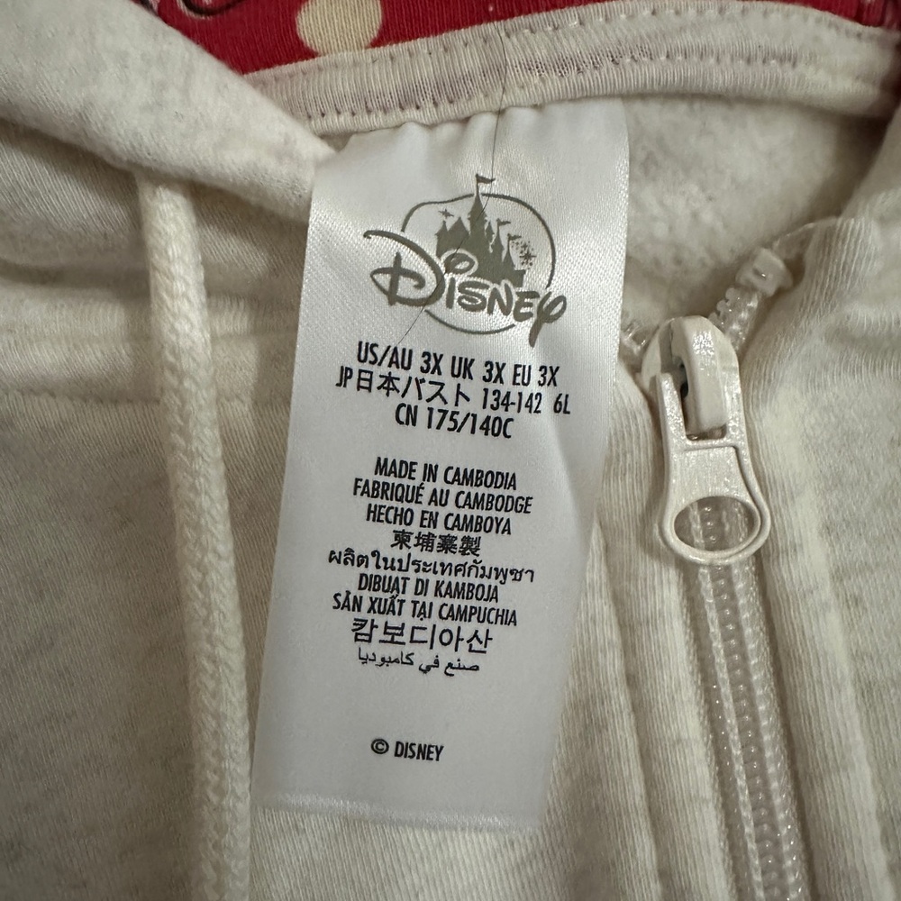 Disney Minnie Mouse Cream Zip-Up Hoodie with Polka Dot Lining - Picture 2 of 4